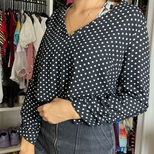 Black and white polka dot sheek shirt